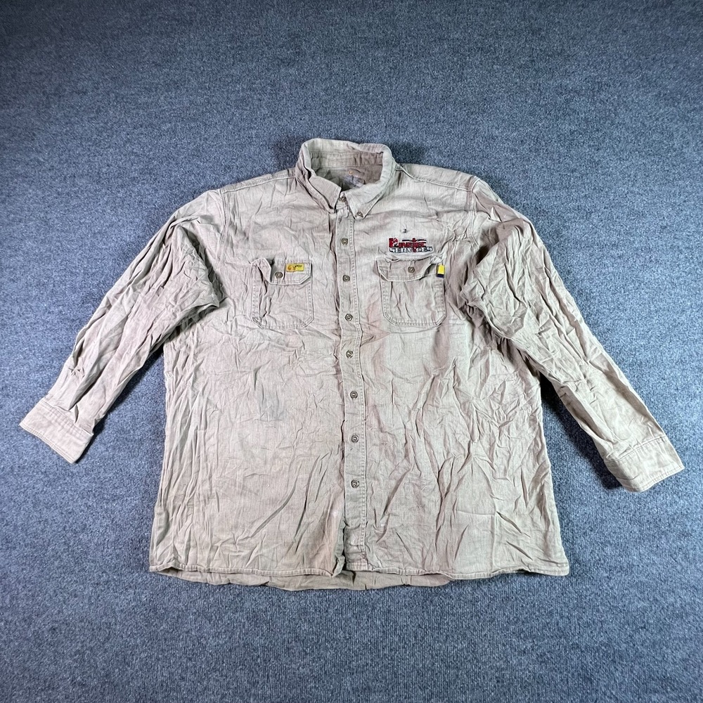 Lapco FR Shirt Mens 3XL Long Khaki Button Down Flame Resistant Work Wear GOS6KH